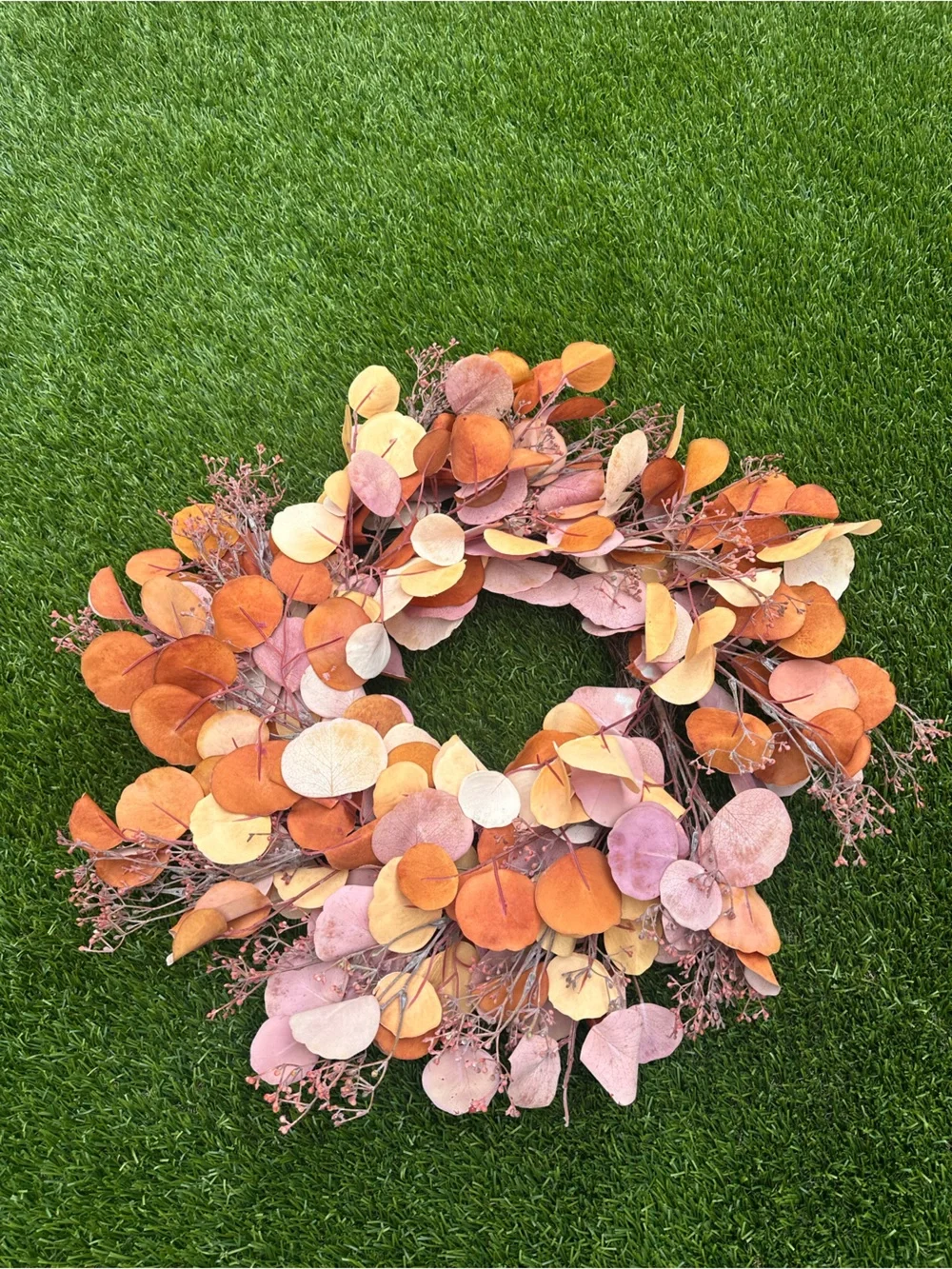 Autumn Meadow Pink & Orange Eucalyptus Wreath - Home Holiday